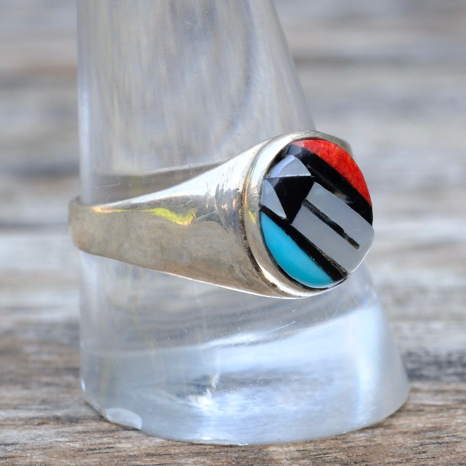 Vintage Sterling Zuni Inlay Ring 11