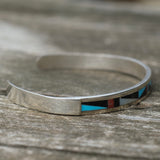 Vintage Sterling Zuni Inlay Cuff
