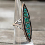 Vintage Sterling Turquoise Inlay Ring 5.25