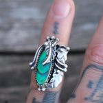 Vintage Sterling Abalone Feather Ring 5