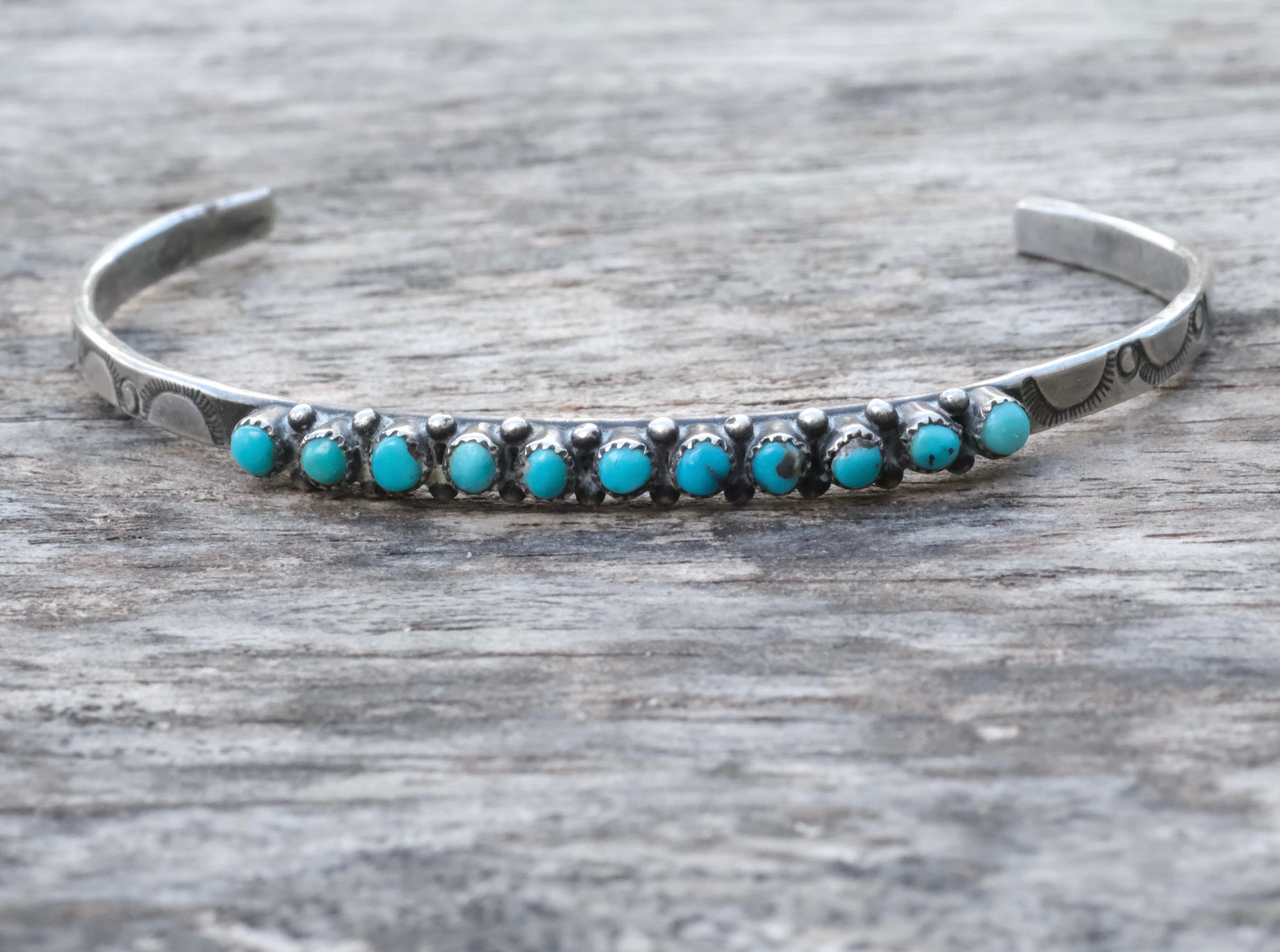 Vintage Sterling Snake Eye Turquoise Cuff Bracelet