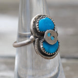 Vintage Sterling Effie Turquoise Snake Ring 5.75