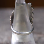 Vintage Sterling Turquoise and Coral Feather Ring 7.75