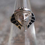 Vintage Sterling Silver Pharoah Poison Ring 5.75