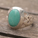Vintage Sterling Turquoise Stamped Arrows Ring 9