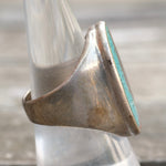 Vintage Sterling Turquoise and Coral Inlay Ring 8.75