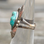 Vintage Sterling Turquoise Feather Ring 4.25