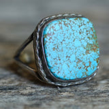 Vintage Sterling Matrix Turquoise Ring 12.75