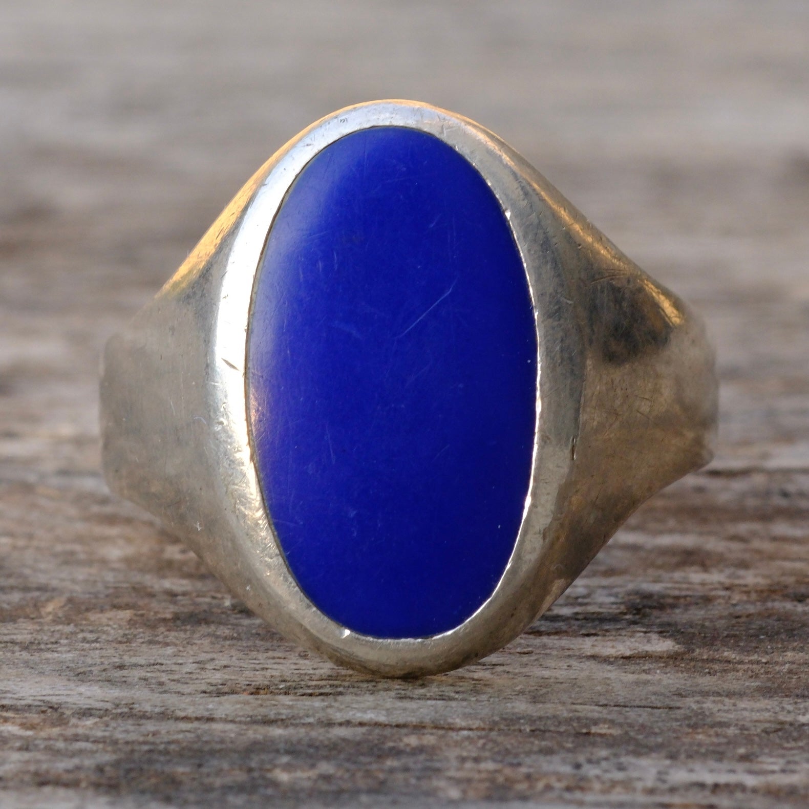 Vintage Sterling Lapis Signet Ring 13.75