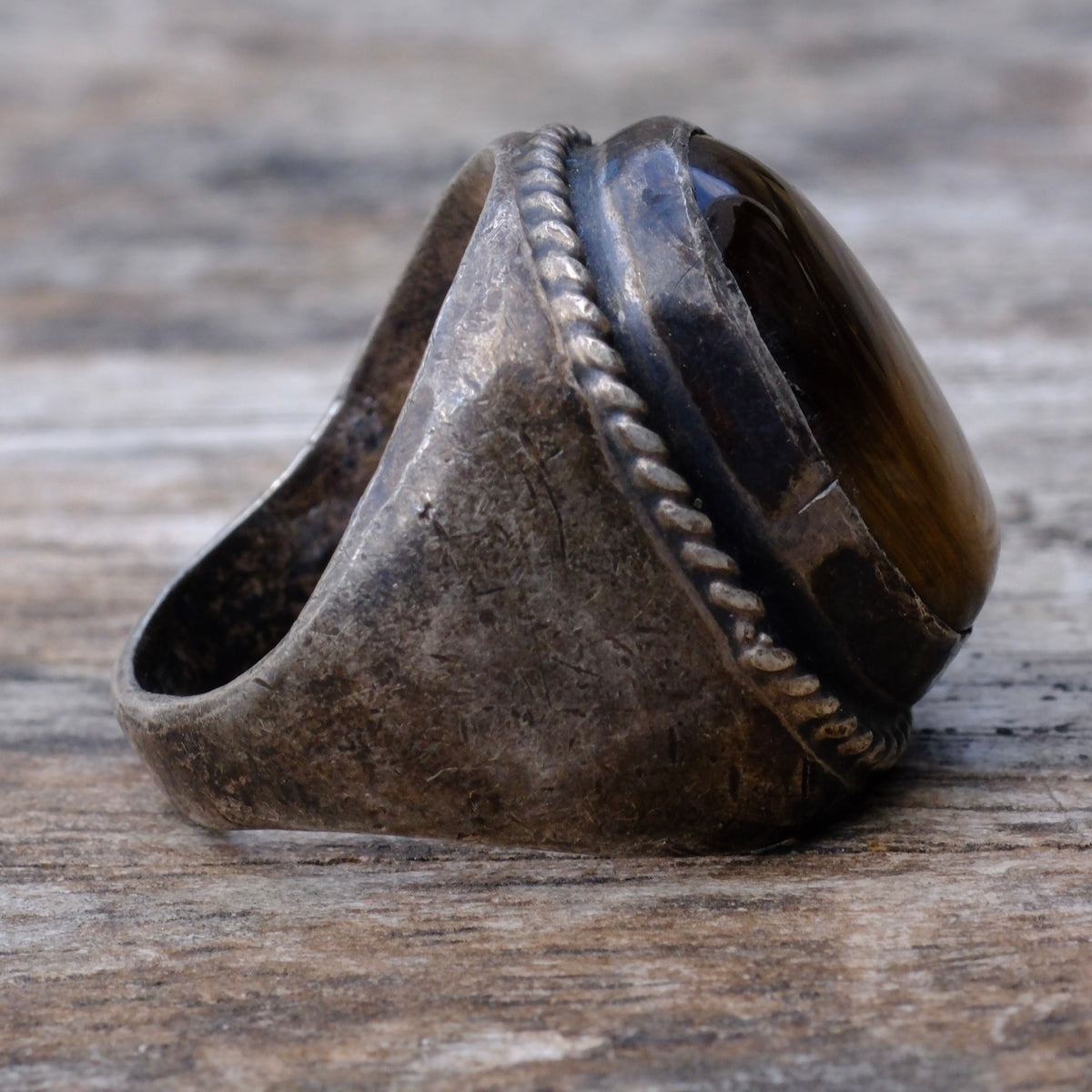 Vintage Sterling Tigers Eye Ring 7.75