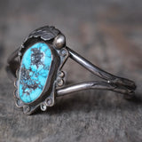 Vintage Sterling Turquoise Feather Cuff