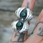 Vintage Sterling Malachite Ring 4.75