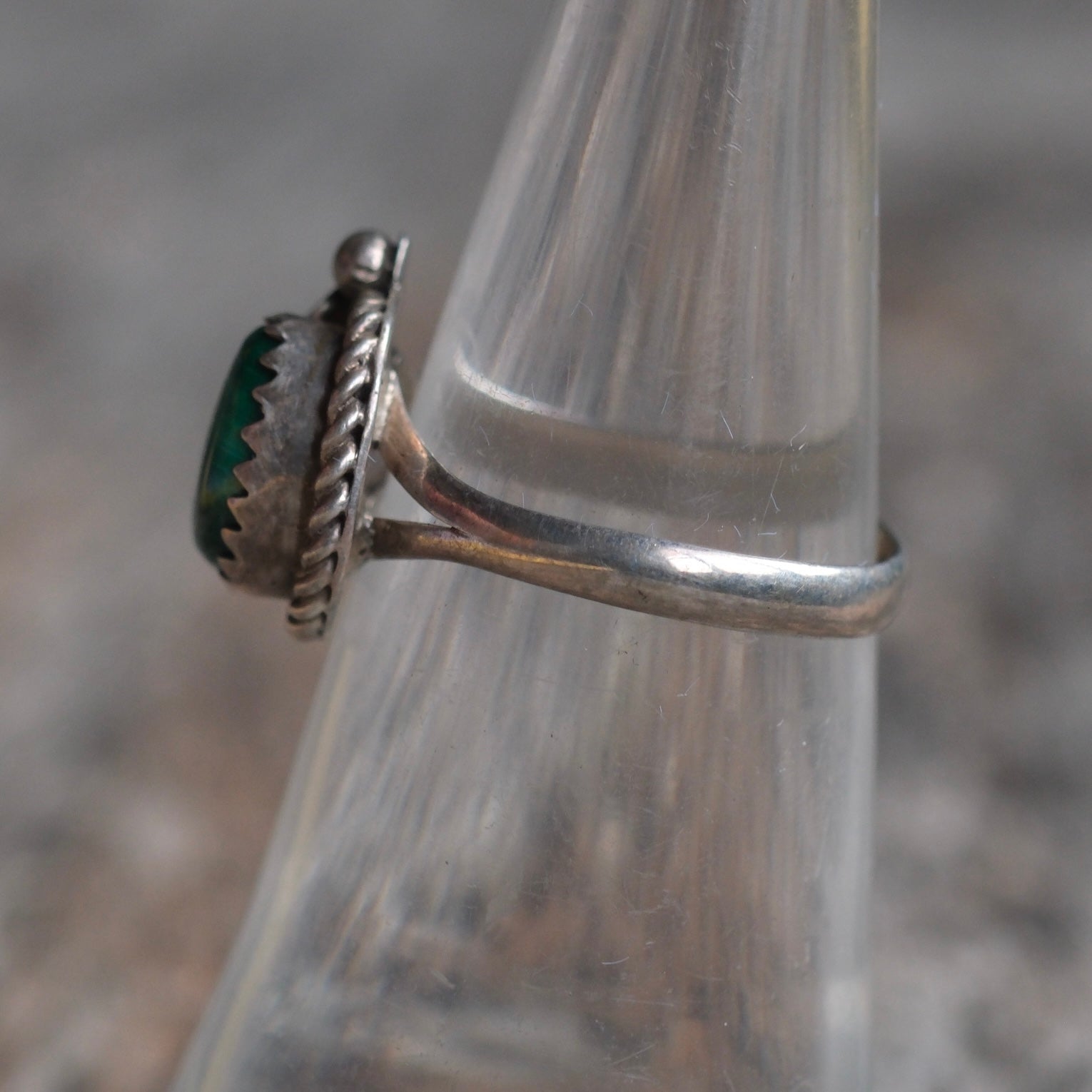 Vintage Sterling Malachite Feather Ring 6