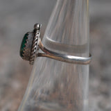 Vintage Sterling Malachite Feather Ring 6