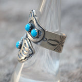 Vintage Sterling Turquoise Bear Paw Overpass Ring 8
