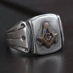 Vintage Sterling Free Masons Signet Ring 9.5