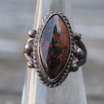 Vintage Sterling Petrified Wood Ring 5.75
