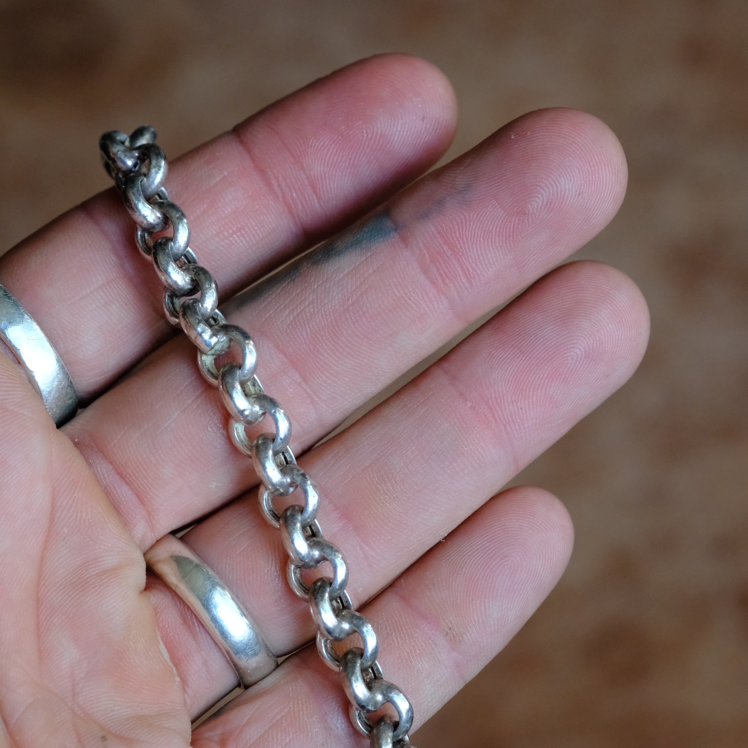 Vintage Sterling Silver Rolo Chain Bracelet