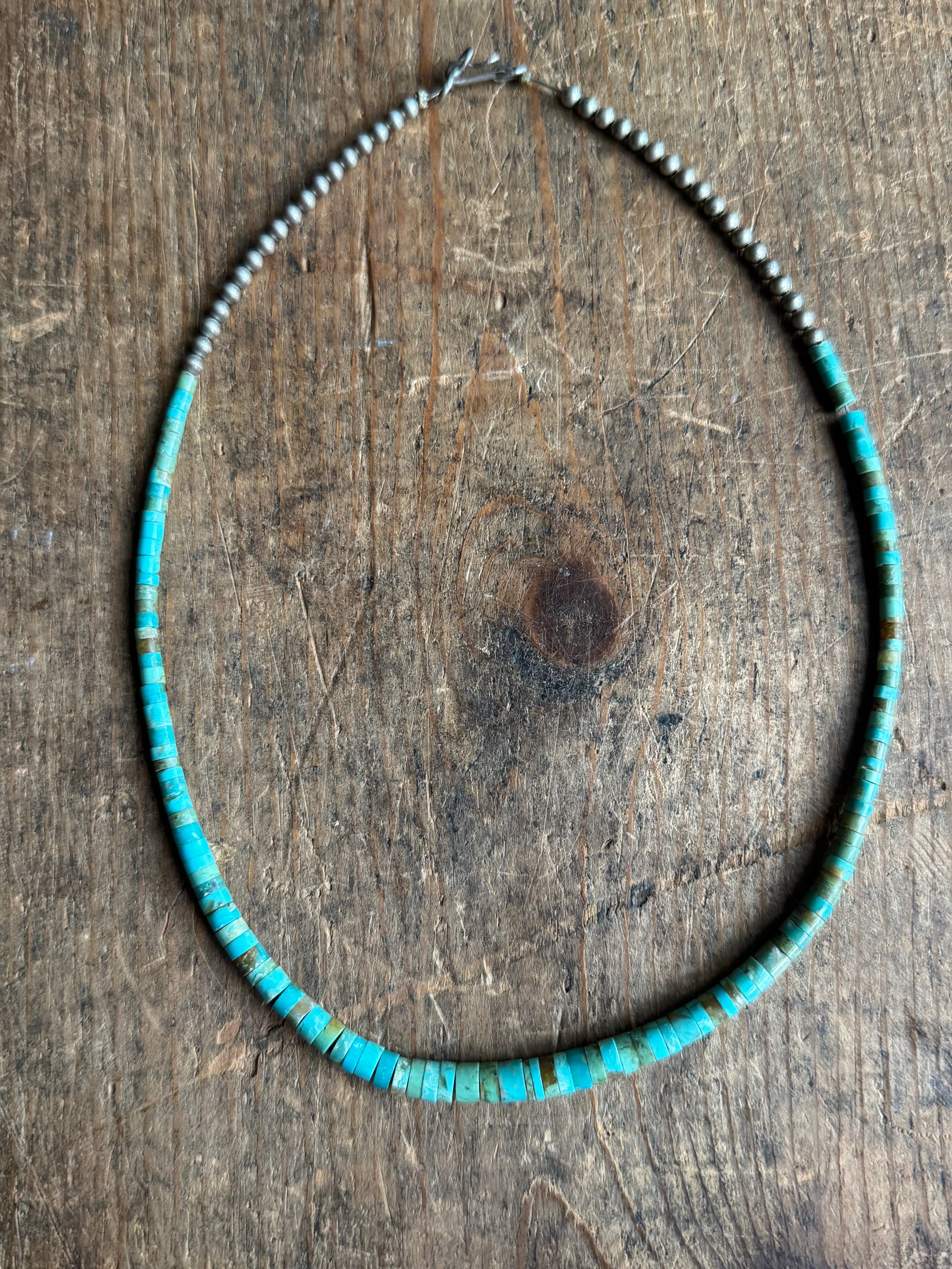 Vintage Turquoise & Silver Bead Necklace