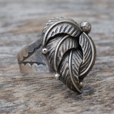 Vintage Sterling Silver Feather Ring 7.25