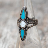 Vintage Sterling Turquoise and Mother Of Pearl Ring 5