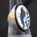 Vintage Sterling Inlaid Stone Bird Ring 8.5