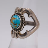 Vintage Sterling Silver Sandcast Turquoise Ring 6.5