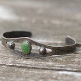 Vintage Sterling Turquoise Stamped Cuff