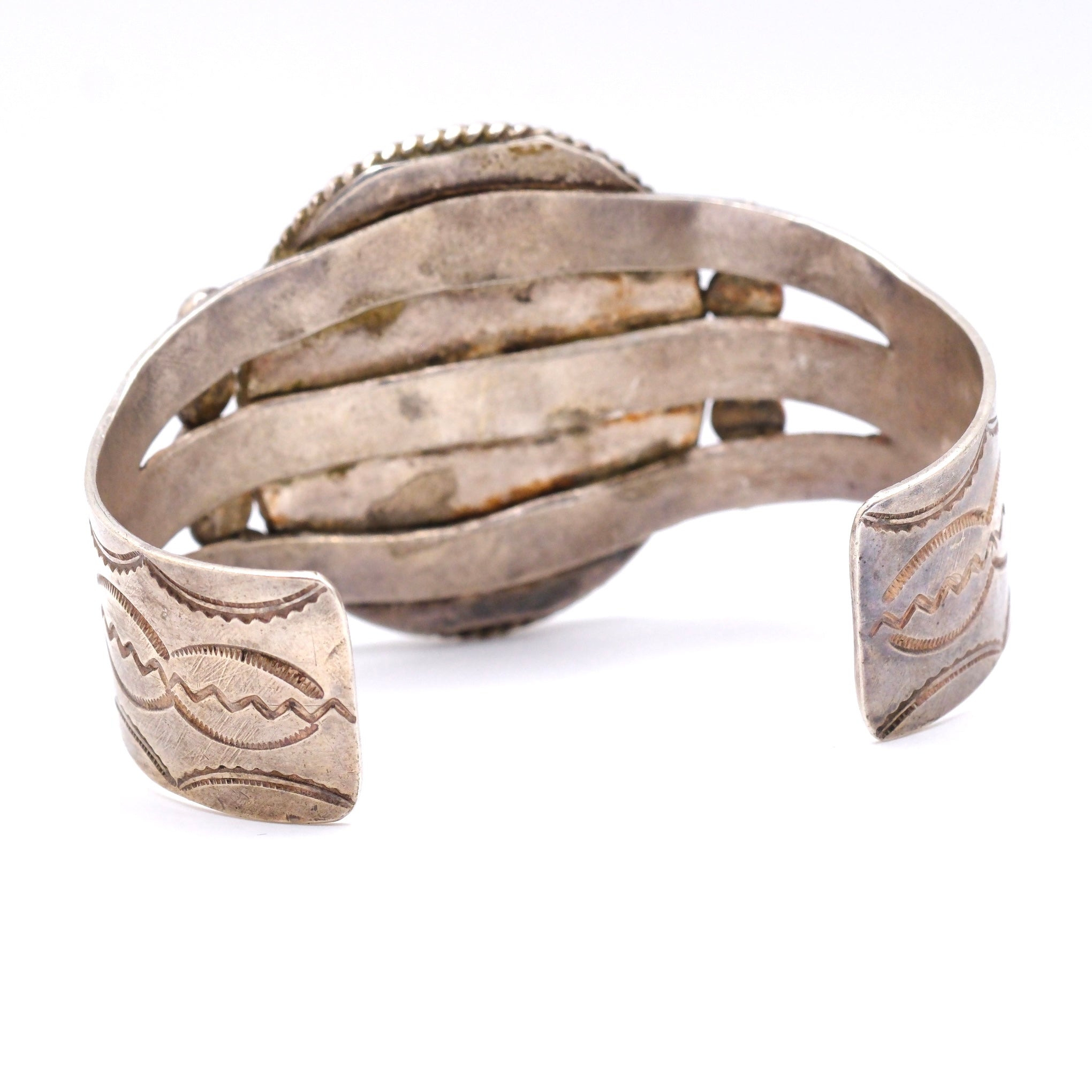 50's Vintage Agate Stamped Cuff Bracelet