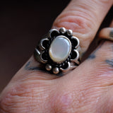 Vintage Sterling Mother Of Pearl Ring 6