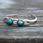 Vintage Sterling Turquoise Sandcast Cuff