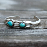 Vintage Sterling Turquoise Sandcast Cuff