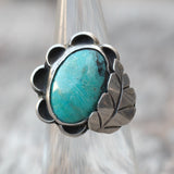 Vintage Sterling Turquoise Feather Ring 4.75