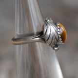 Vintage Sterling Tigers Eye Feather Ring 2.5