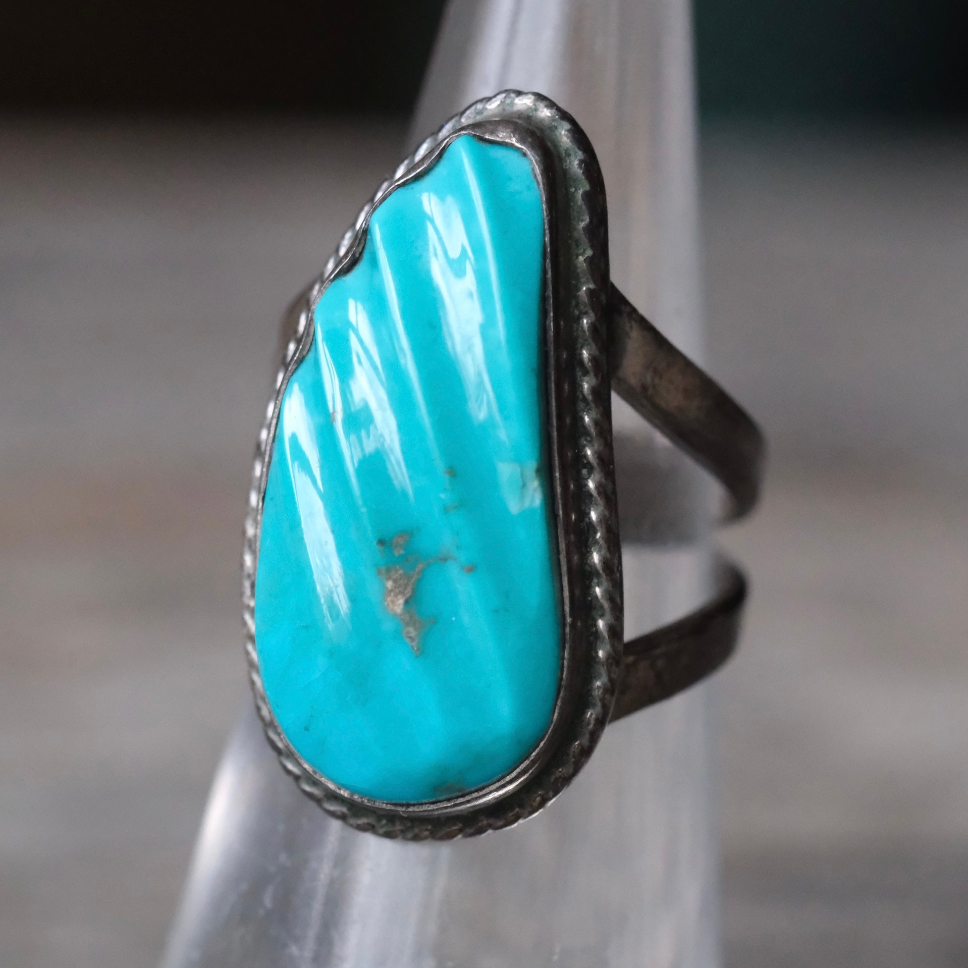 Vintage Sterling Turquoise Ring 5.25