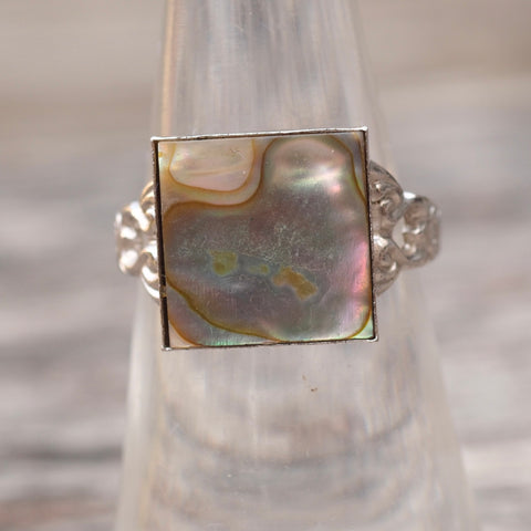 Vintage Sterling Abalone Ring 6.75