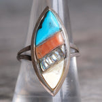 Vintage Sterling Inlay Ring 9.75
