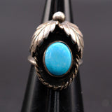Vintage Sterling Turquoise Feather Ring 4.5