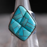 Vintage Sterling Turquoise Inlay Ring 6.5