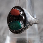 Vintage Sterling Turquoise and Coral Ring 10