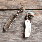 Vintage Sterling Turquoise Feather Earrings