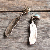Vintage Sterling Turquoise Feather Earrings