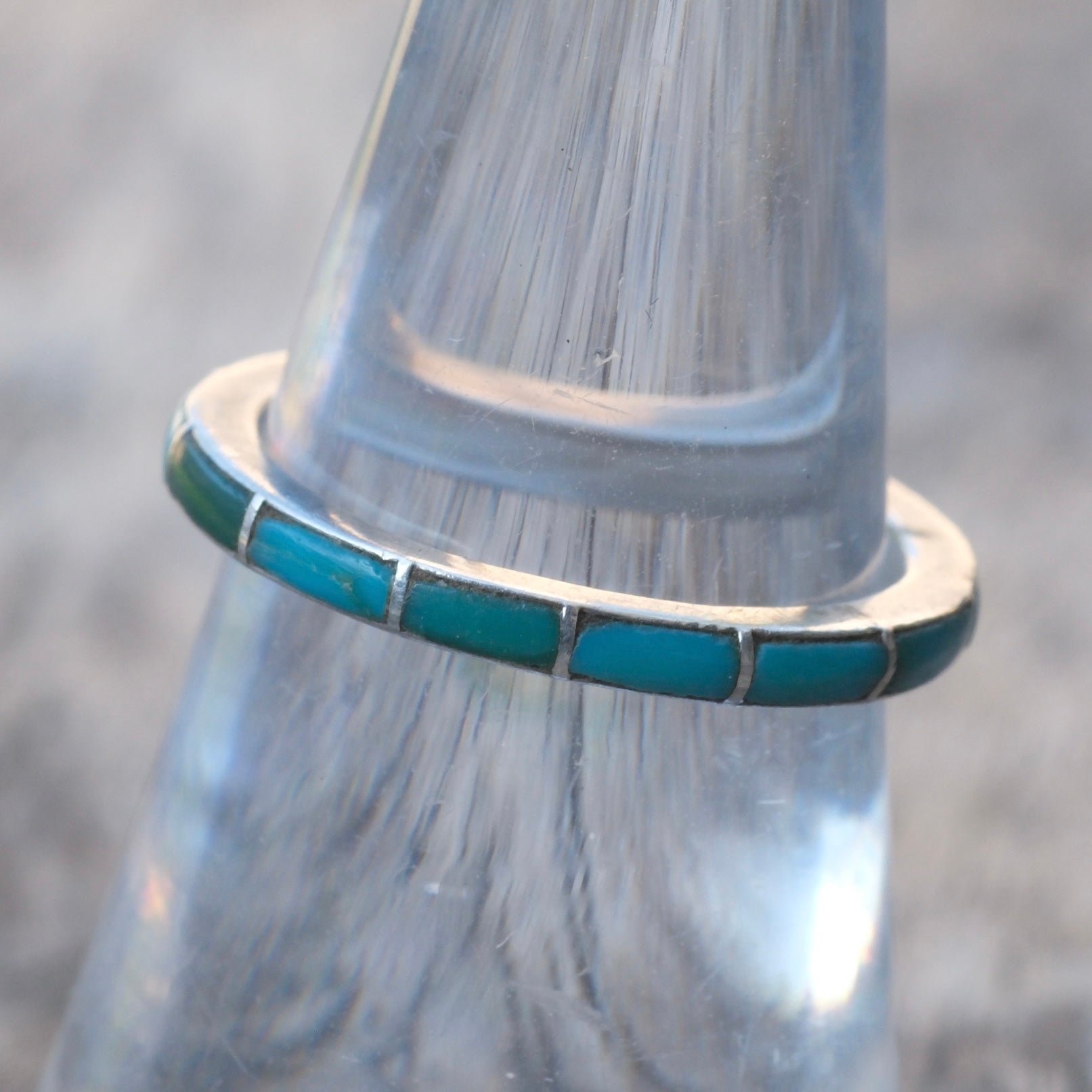 Vintage Sterling Turquoise Inlay Band 6.75