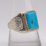 Vintage Sterling Turquoise Stamped Band Ring 9.75