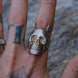 Vintage Sterling Silver Skull Ring 11.5