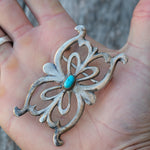 Vintage Sterling Silver Turquoise Casted Belt Buckle