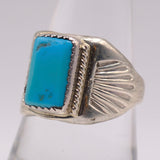 Vintage Sterling Turquoise Stamped Band Ring 8.75