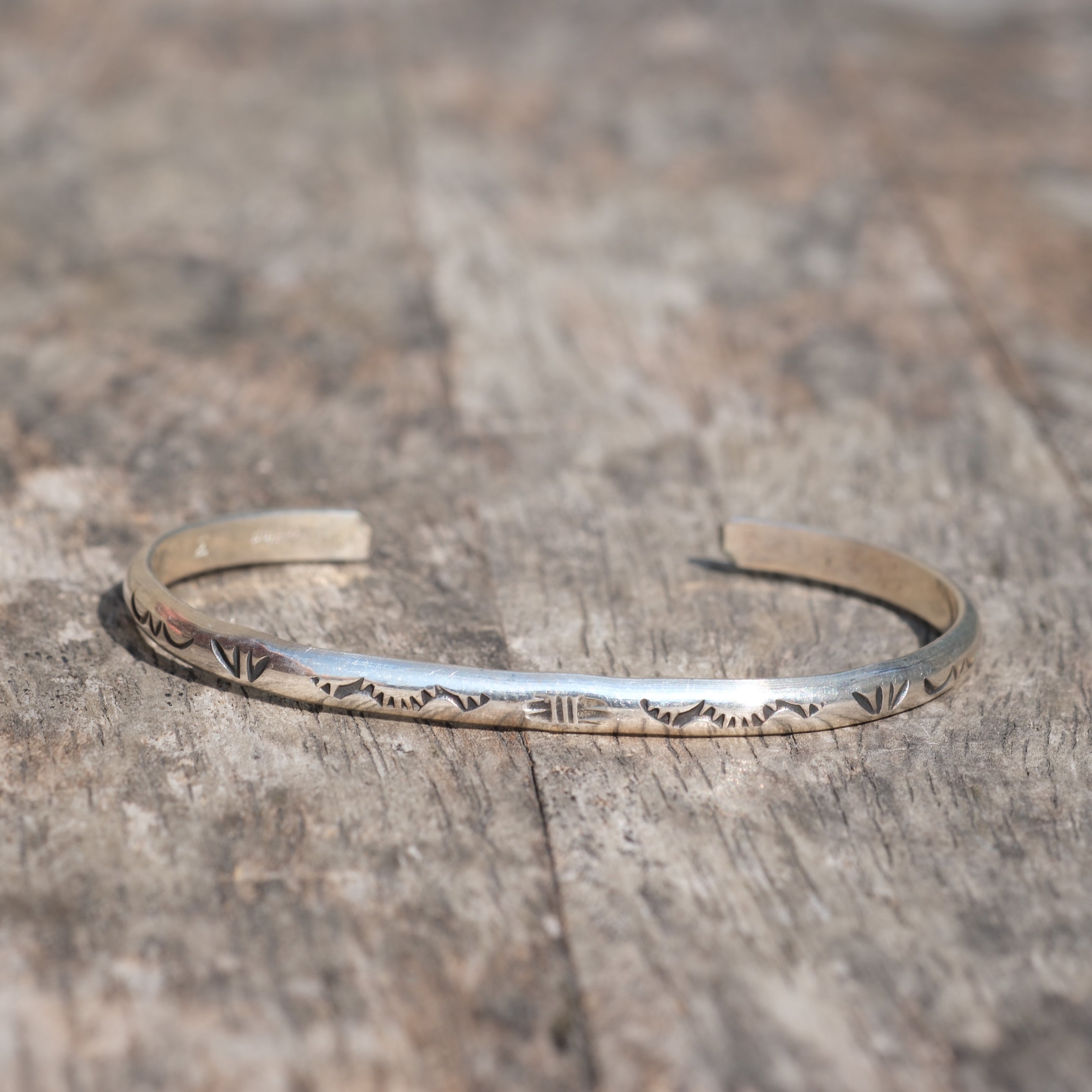 Vintage Sterling Silver Snake Stamped Cuff