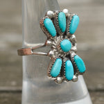 Vintage Sterling Turquoise Cluster Ring 7.25