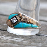 Vintage Sterling Turquoise CZ Ring 15.5
